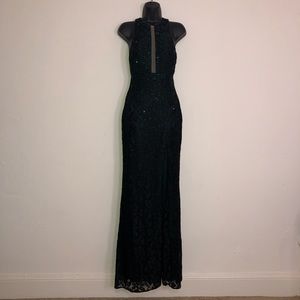 La Femme Black/Emerald Lace Prom Gown - Size 2 - NWT
